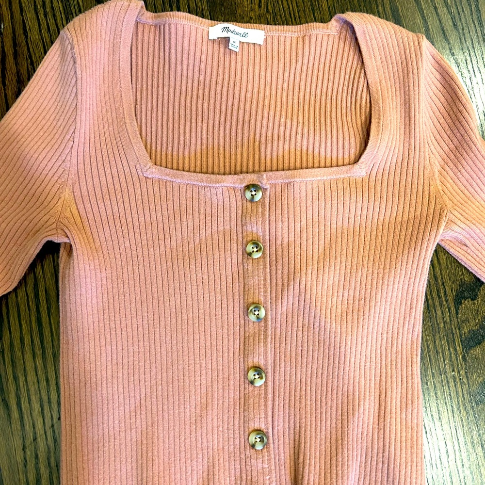 Madewell Rosseau Square-Neck Crop Cardigan Top
